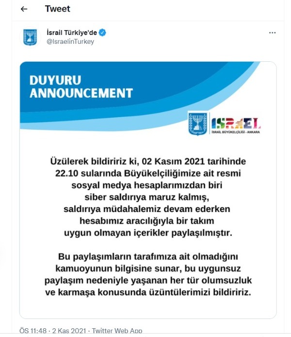 https://twitter.com/IsraelinTurkey/status/1455637918614175747