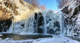Ordu'da Çiseli Şelalesi Dondu