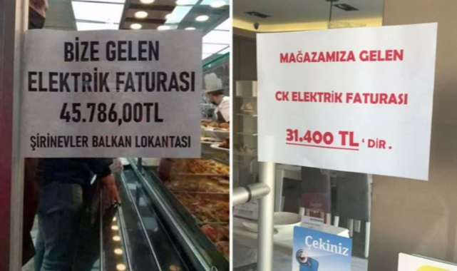 Esnaf Gelen Elektrik Faturalarını Vitrinlere Asmaya Başladı