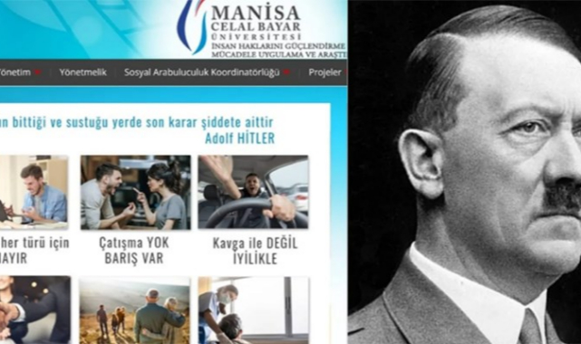 Celal Bayar Üniversitesi'nin 'İnsan Hakları Merkezi' Sitesinde Adolf Hitler Alıntısı