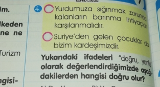 8 Yaşındaki Çocuklara Test Kitabında Suriyeli Propagandası Yapılıyor