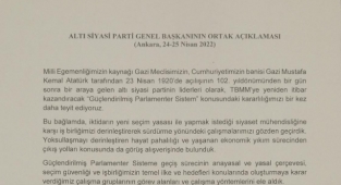Altı Siyasi Parti Genel Başkanı Ortak Açıklama Yayımladı