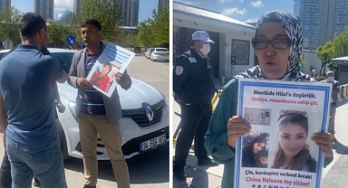 Aileleri Kampa Atılan Uygur Türkleri Çin'in Ankara Büyükelçiliği Önünde: Kampa Atılanlardan Birisinin Türkiye Cumhuriyeti Vatandaşı Olduğu Öğrenildi