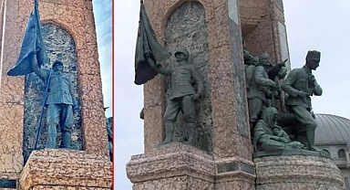 Taksim Cumhuriyet Anıtı'nın Sancak Direği Kırıldı