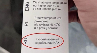 Polonya'da Bir Çoraptan Çıkan Rusça Yıkama Talimatı: Rus Gemisi, S*ktir Git