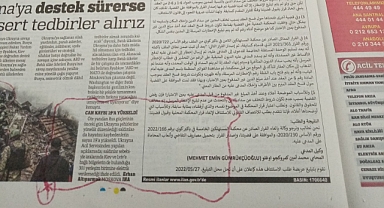 Türkiye Gazetesinde Arapça İlan