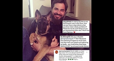 Pakistanlılar, 'Diriliş Ertuğrul'un Başrolü Engin Altan Düzyatan'ın Köpeğiyle Çektirdiği Fotoğrafa Tepki Gösterdi
