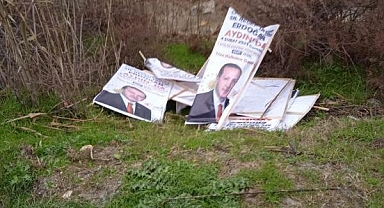 AKP'li Cumhurbaşkanı Erdoğan'ın Afişleri Dereye Atıldı