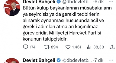 Bahçeli Bildiğiniz Gibi: Müsabakalar Seyircisiz Ya Da Tedbir Alınarak Oynanmalı