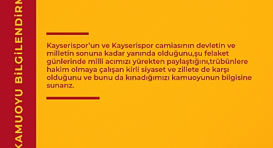 Kayserispor'dan 'Hükümet İstifa' Sloganlarına Karşı Açıklama: Zillete Karşıyız