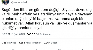Yorumsuz: Necmettin Batırel'in Deprem Hakkındaki Tiviti 