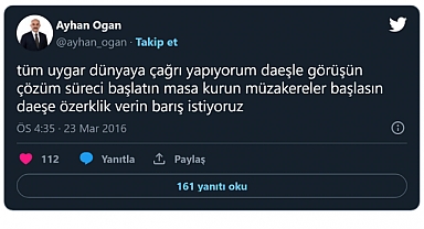 Cumhurbaşkanı Danışmanı Ayhan Ogan'ın IŞİD'e Özerklik İstediği Tiviti Ortaya Çıktı