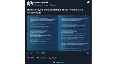 Gültekin Uysal: Erdoğan Sayısal Olarak Kazanmış Ancak Siyasal Olarak Kaybetmiştir