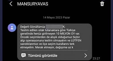 Mansur Yavaş'tan SMS: Kılıçdaroğlu 49.4, Erdoğan 45.02 