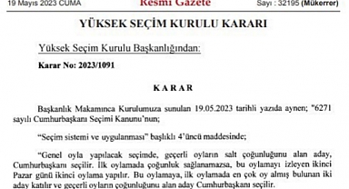 Seçim Sonuçları Resmî Gazete'de Yayımlandı