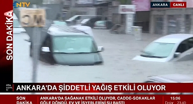Ankara'da Çok Şiddetli Yağış Etkili Oluyor: Araçlar Sular Altında Kaldı
