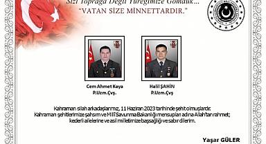 Irak'ın Kuzeyinde İki Kahraman Türk Askeri Şehit Oldu