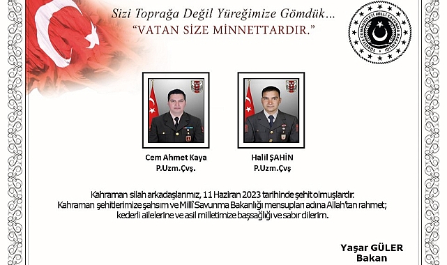 Irak'ın Kuzeyinde İki Kahraman Türk Askeri Şehit Oldu
