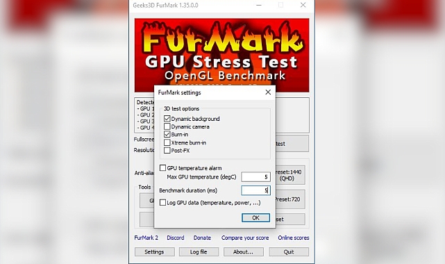 Ekran Kartı Testi için FurMark Yazılımını Kullanabilirsiniz !