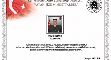 Pençe-Kilit Harekat Bölgesinde Bir Kahraman Türk Askeri Şehit Oldu