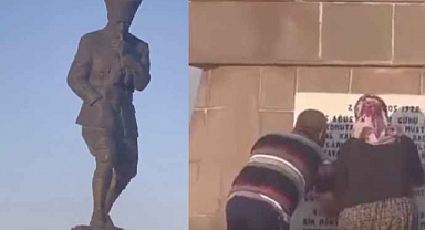 Yaşlı Çift, Kocatepe Anıtı'nın Silinmiş Harflerini Boyayarak Yeniledi