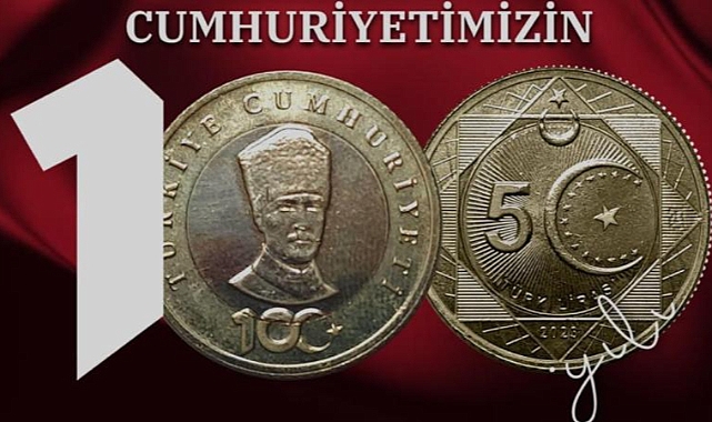 Cumhuriyetin 100. Yılına Özel Olarak Madeni '5 Türk Lirası'