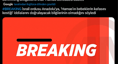 İsrail Ordusu Anadolu Ajansı'na, 
