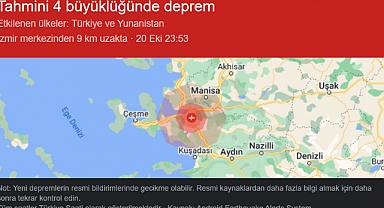 İzmir'de 4 Büyüklüğünde Deprem
