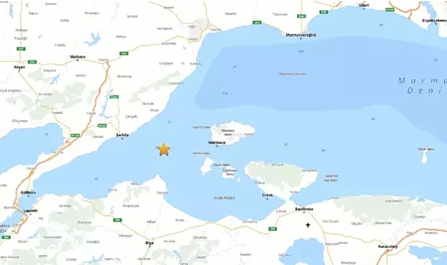 Marmara Denizi'nde 3.6 Büyüklüğünde Deprem