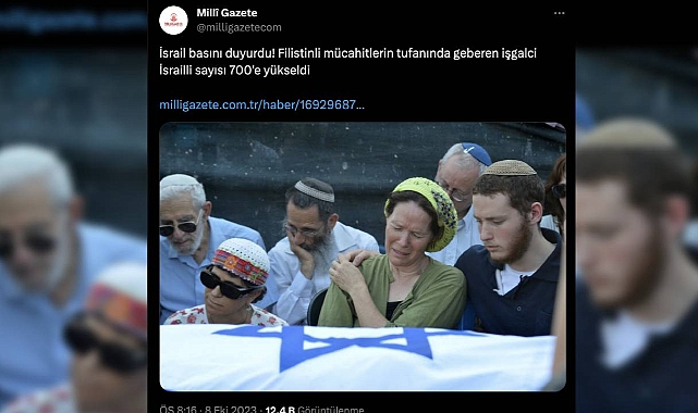 Mürteci Milli Gazete, Hayatını Kaybeden İsrailliler İçin