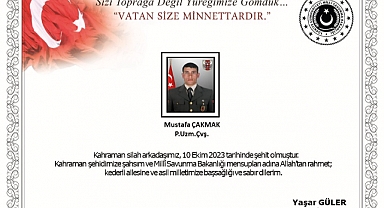 Pençe Harekat Bölgesinde Bir Kahraman Türk Askeri Şehit Oldu