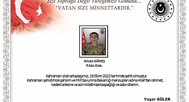 Pençe-Kilit Operasyon Bölgesinde 1 Kahraman Türk Askeri Şehit Oldu