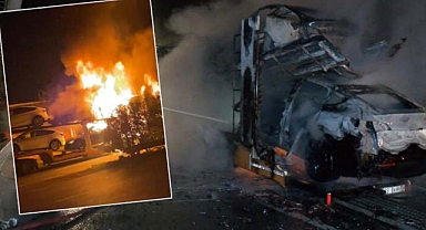 Tuzla'da TIR Dorsesindeki 6 Elektrikli Otomobil Alev Alev Yandı