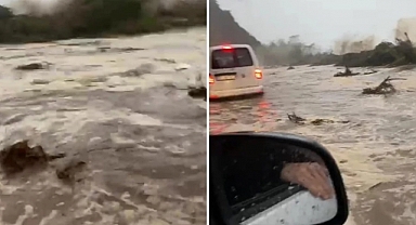 Artvin Hopa-Kemalpaşa Yolu Arasında Oluşan Dev Dalgalar Yolu Denizle Birleştirdi
