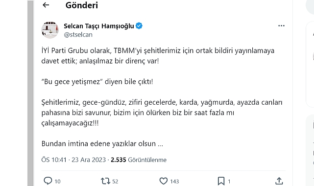 İYİ Parti TBMM'yi Şehitler İçin Ortak Bildiri Yayımlamaya Çağırdı: Anlamsız Bir Direnç Var