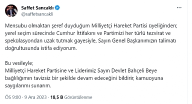 Saffet Sancaklı MHP'den İstifa Etti: Genel Başkanımızın Talimatı Doğrultusunda İstifa Ediyorum