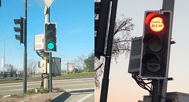 Bursa'da Trafik Işıklarına 'İsrail'e Dur De' ve 'Özgür Gazze' Yazıldı