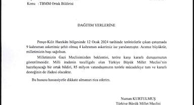 TBMM Başkanı İYİ Parti'nin Ortak Bildiri Talebine Olumlu Yanıt Verdi