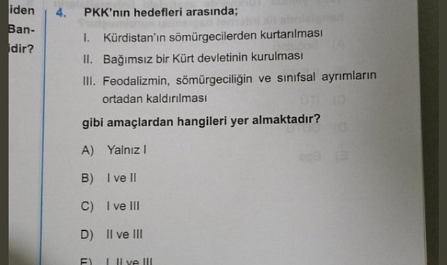 Üniversiteye Hazırlık Kitabında Kürtçü Terör Örgütü PKK'yı Öven Soru Hazırlandı
