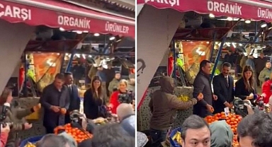 AKP'li İBB Adayı Murat Kurum Vatandaşlara Mandalina Fırlattı