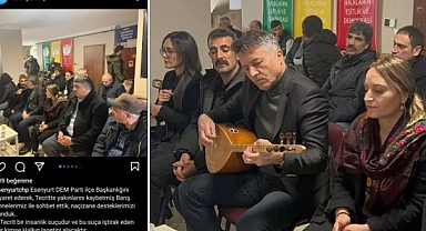 CHP Esenyurt İlçe Başkanı, Kürtçü DEM Partililerin Bebek Katili Öcalan İçin Tuttuğu Nöbette Bağlama Çaldı