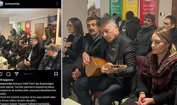CHP Esenyurt İlçe Başkanı, Kürtçü DEM Partililerin Bebek Katili Öcalan İçin Tuttuğu Nöbette Bağlama Çaldı