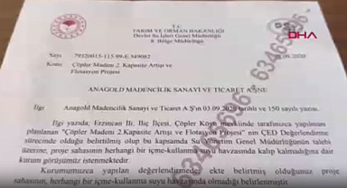 DSİ'nin, Fırat Havzasında Bulunan İliç Madenine 'İçme ve Kullanma Havzasında Bulunmadığı' Görüşü Verdiği İddiası