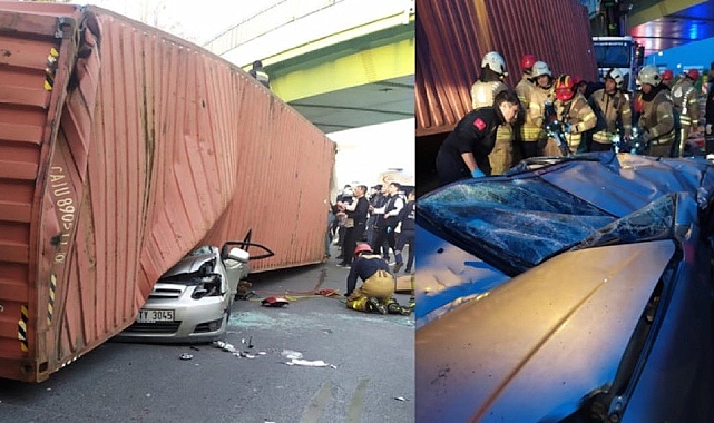 Bakırköy'de Üst Geçide Çarpan Tır, Otomobilin Üstüne Devrildi: 4 Ölü