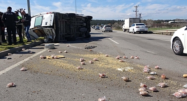 Çanakkale'de Lastiği Patlayan Minibüs Devrildi, Sürücü Yaralandı