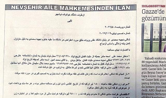 Nevşehir Aile Mahkemesi'nden Boşanan Afganlar İçin Peştuca İlan Skandalı: İYİ Partili Uğur Poyraz Konuya İlişkin Soru Önergesi Verdi