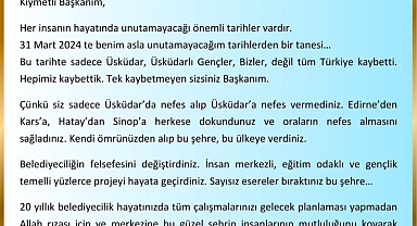 Üsküdar İlçe Milli Eğitim Müdürü Durmuş'tan Seçimi Kaybeden AKP'li Üsküdar Belediye Başkanına Duygusal Veda
