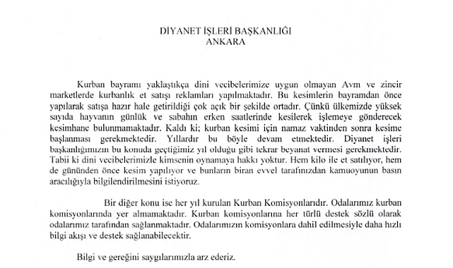 Kasaplardan Diyanet'e