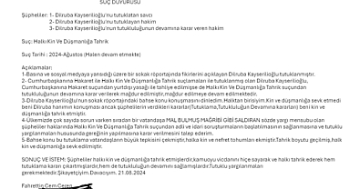 Bir Vatandaş, Dilruba Kayserilioğlu'nu Tutuklatan Savcıyı "Halkı Kin ve Tahrik" Suçundan Adalet Bakanlığı'na Şikayet Etti