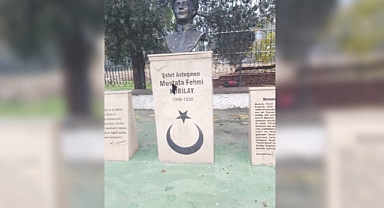 Şeriatçı Teröristlerin Şehit Ettiği Asteğmen Mustafa Fehmi Kubilay'ın Aydın'daki Büstüne Saldırdılar